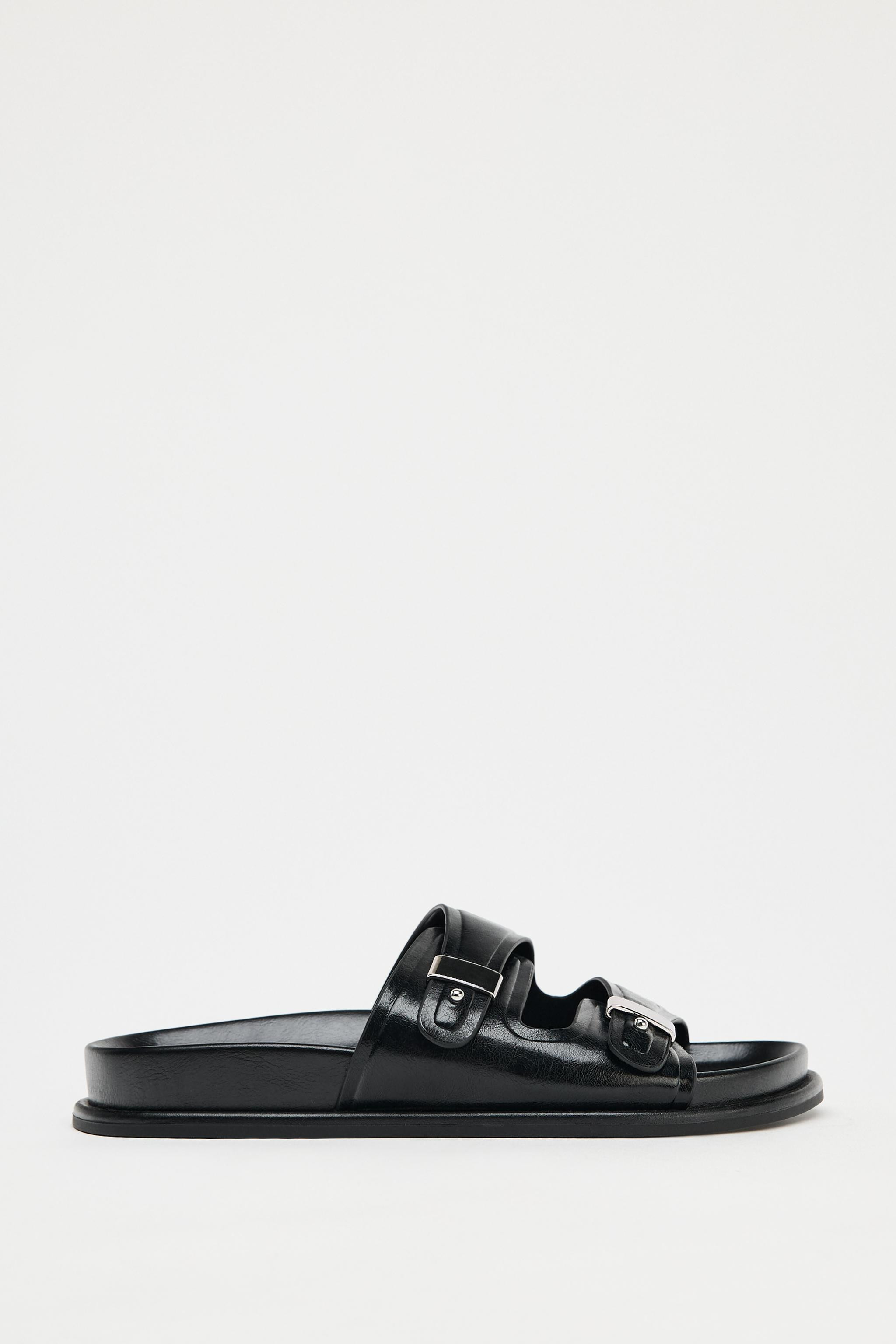 FLAT SANDALS WITH METALLIC DETAILS | Zara US