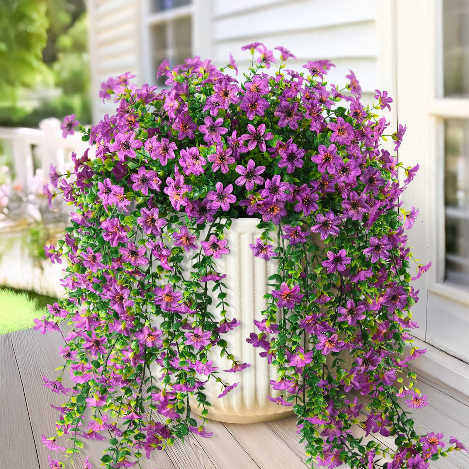 Artificial Fake Hanging Flowers Plants for Outdoor Spring Decoration,2 PCS Faux Silk Daisy with E... | Amazon (US)