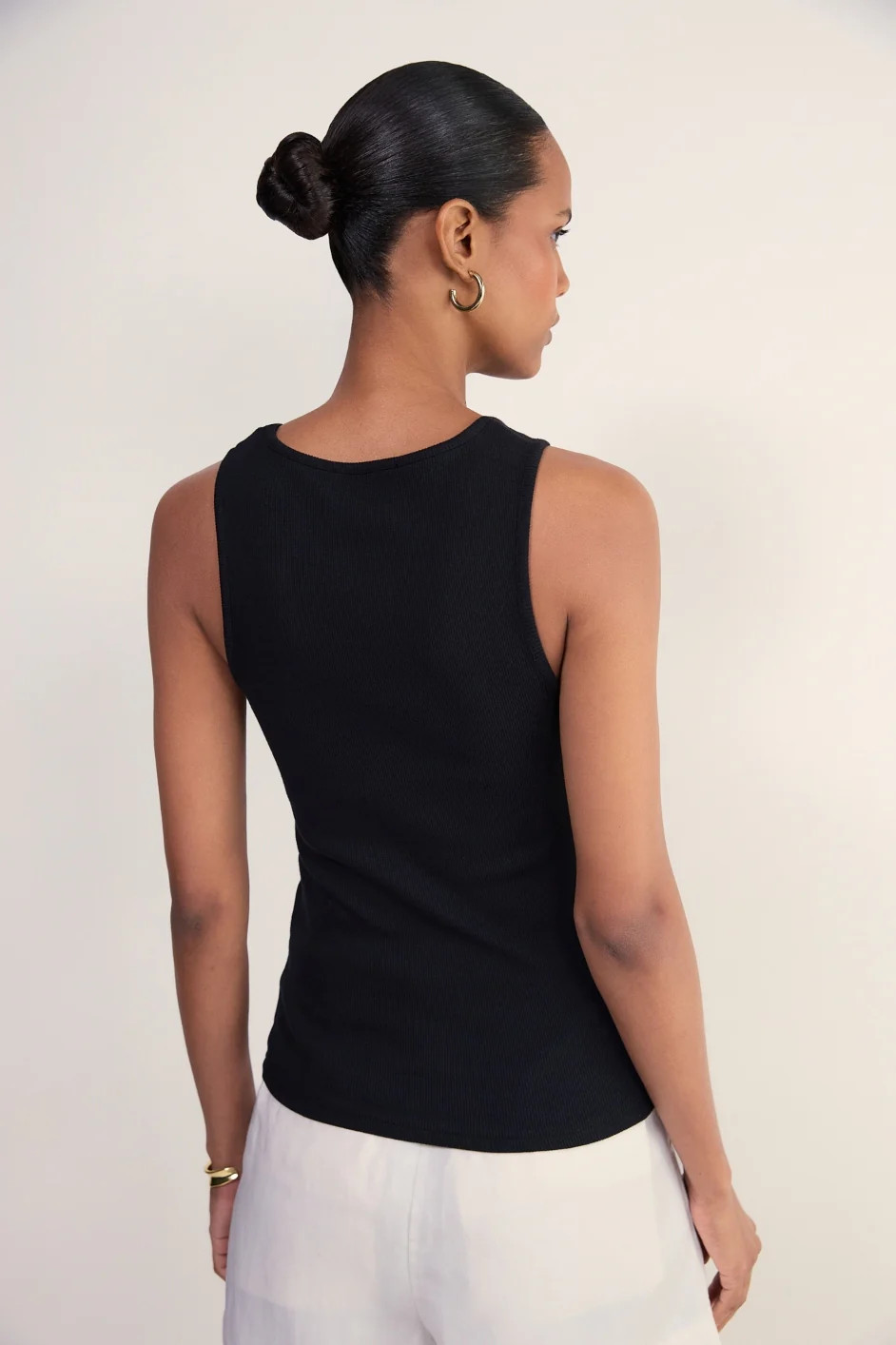 Elle Ribbed Vest - Black | WYSE London