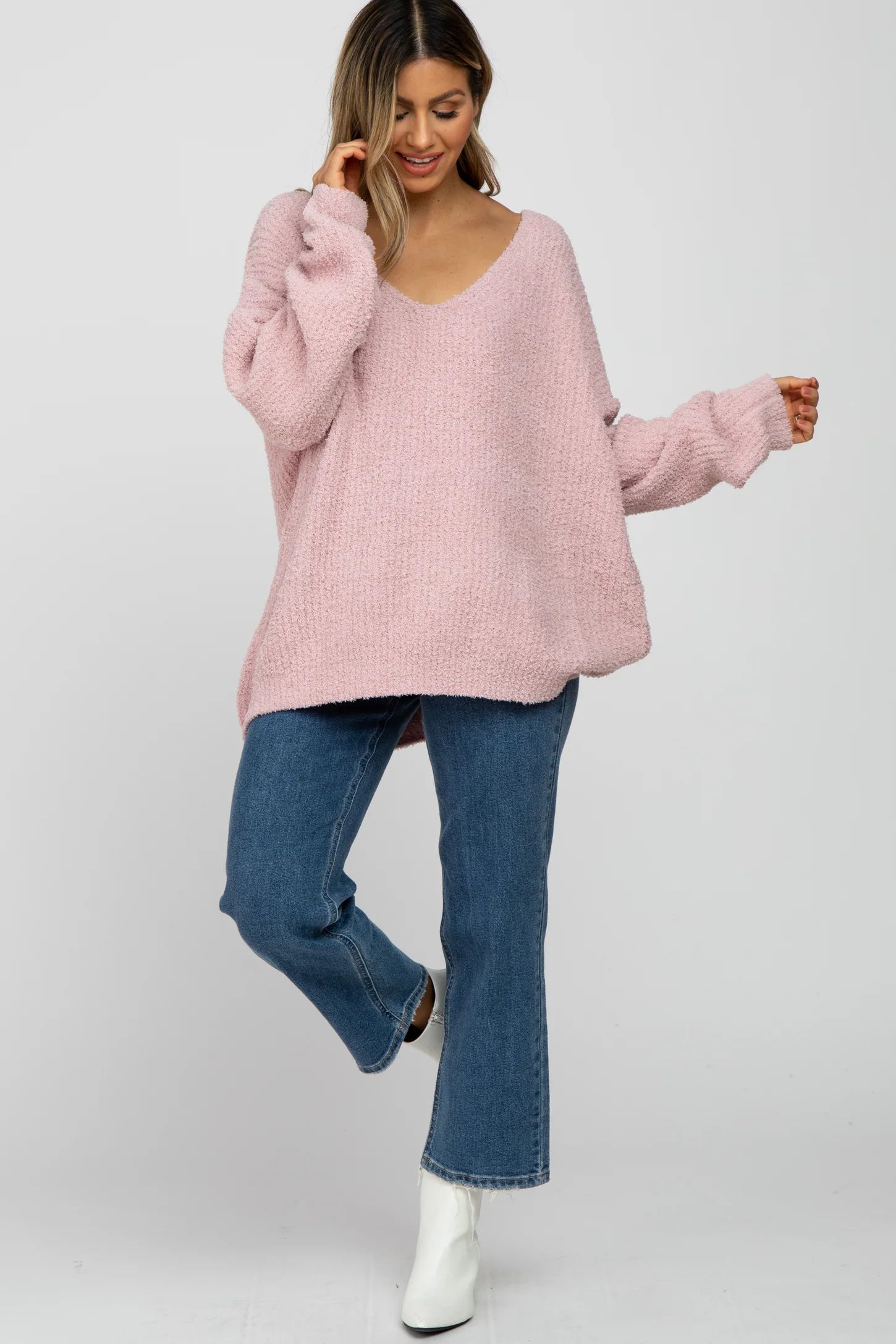 Light Pink V-Neck Soft Sweater | PinkBlush Maternity