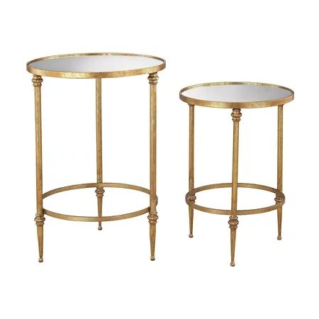Set of 2 Antique Gold and Mirror Alcazar Accent Tables 25 | Walmart (US)