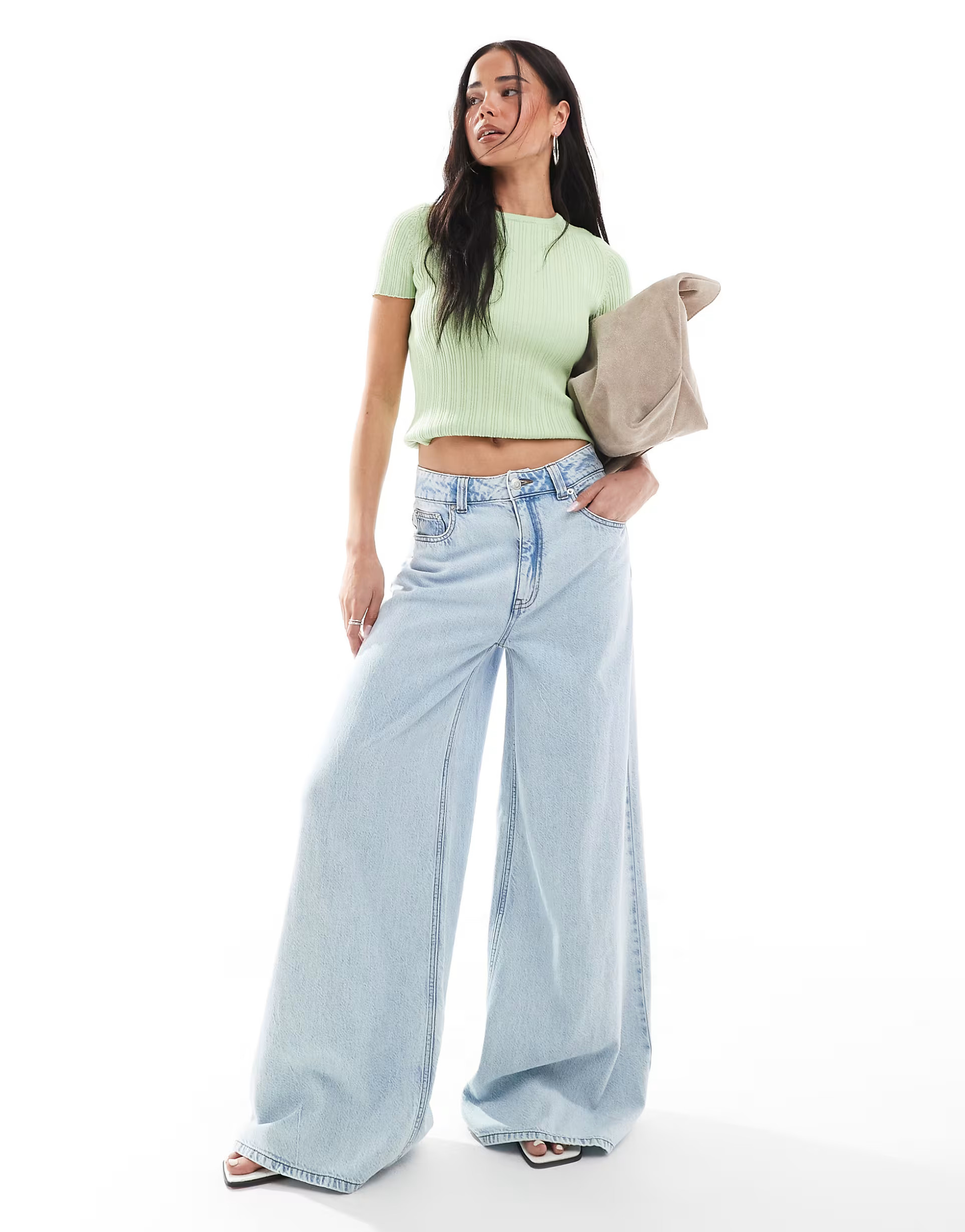 ASOS DESIGN wide leg jean in light wash - LBLUE | ASOS (Global)