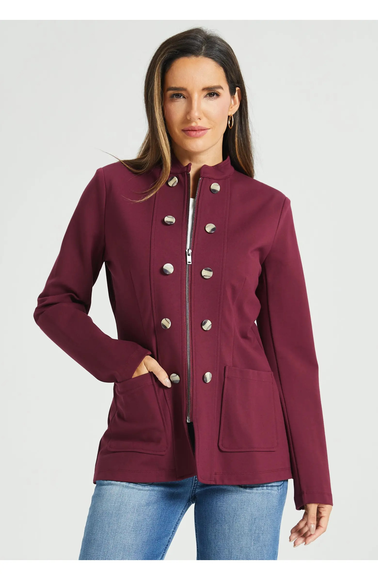 Military Zip Jacket Stretch Ponte | Nordstrom