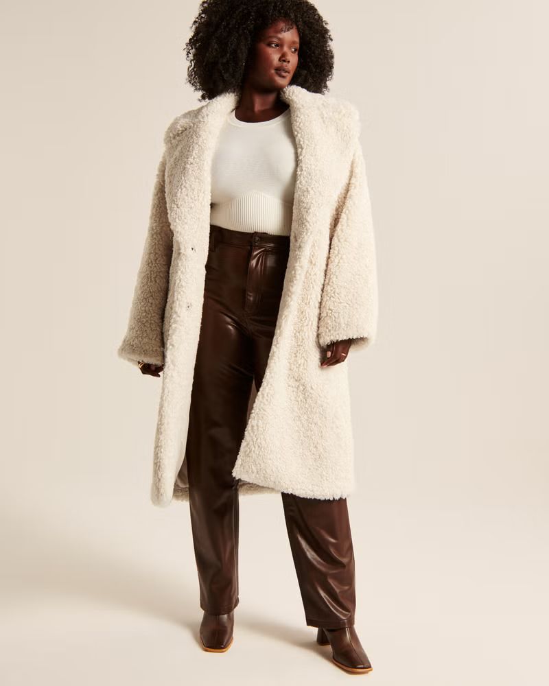 Women's A&F Teddy Long Coat | Women's 30% Off Select Styles | Abercrombie.com | Abercrombie & Fitch (US)