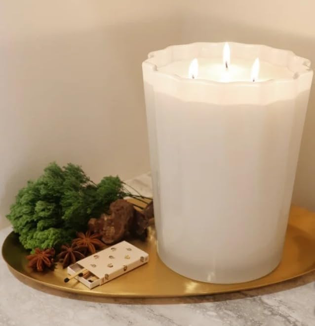 Sand + Fog 57 oz. Scalloped Candle with Rubber Wood Lid -Ocean Mist | Amazon (US)