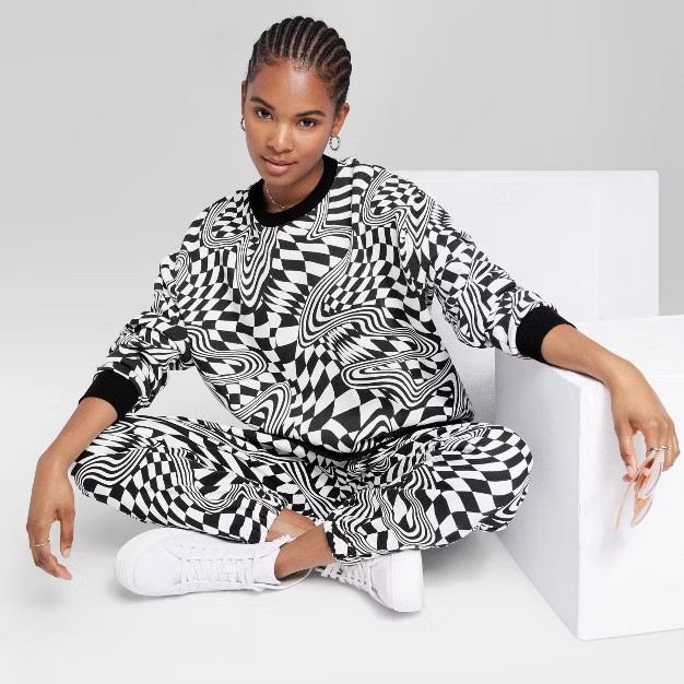 Women's Oversized Sweatshirt - Wild Fable™ Black Check | Target