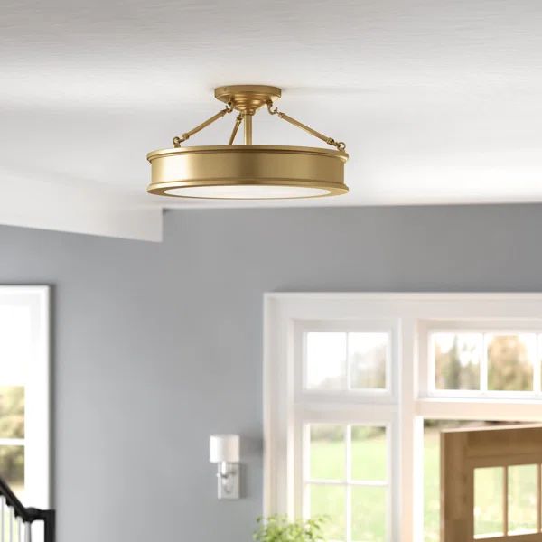 Everlee 3 - Light 19'' Shaded Drum Semi Flush Mount | Wayfair North America