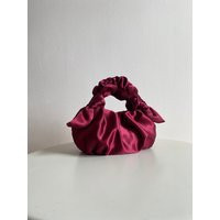 Burgundy Satin Small & Big Bag | Furoshiki Knot Scrunchies +27 Colors Kimono Bridesmaid Handbags For Wedding Day | Etsy (US)
