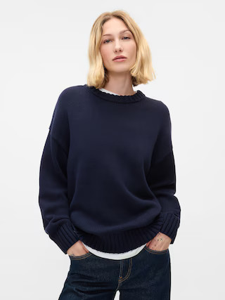 100% Cotton Oversized Boyfriend Sweater | Gap (US)