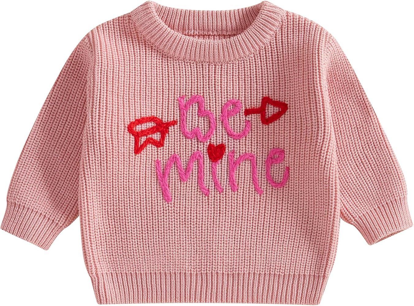 KMBANGI Toddler Baby Boy Girl Valentine's Day Outfit Be Mine Embroidery Pullover Sweater Long Sle... | Amazon (US)