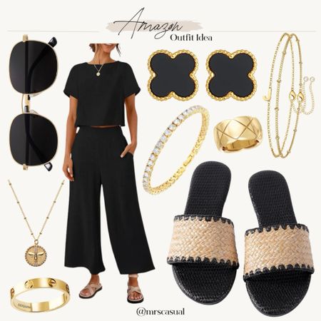 Amazon outfit idea black two piece pants set 

#LTKstyletip #LTKfindsunder50 #LTKSeasonal