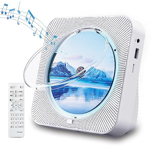 CD Player Portable Bluetooth 5.1 Desktop CD Player with HiFi Sound Speakers,Remote Control,Dust Cover,LED Display,Boombox FM Radio,USB/AUX for Home,Kids (White) | Amazon (US)