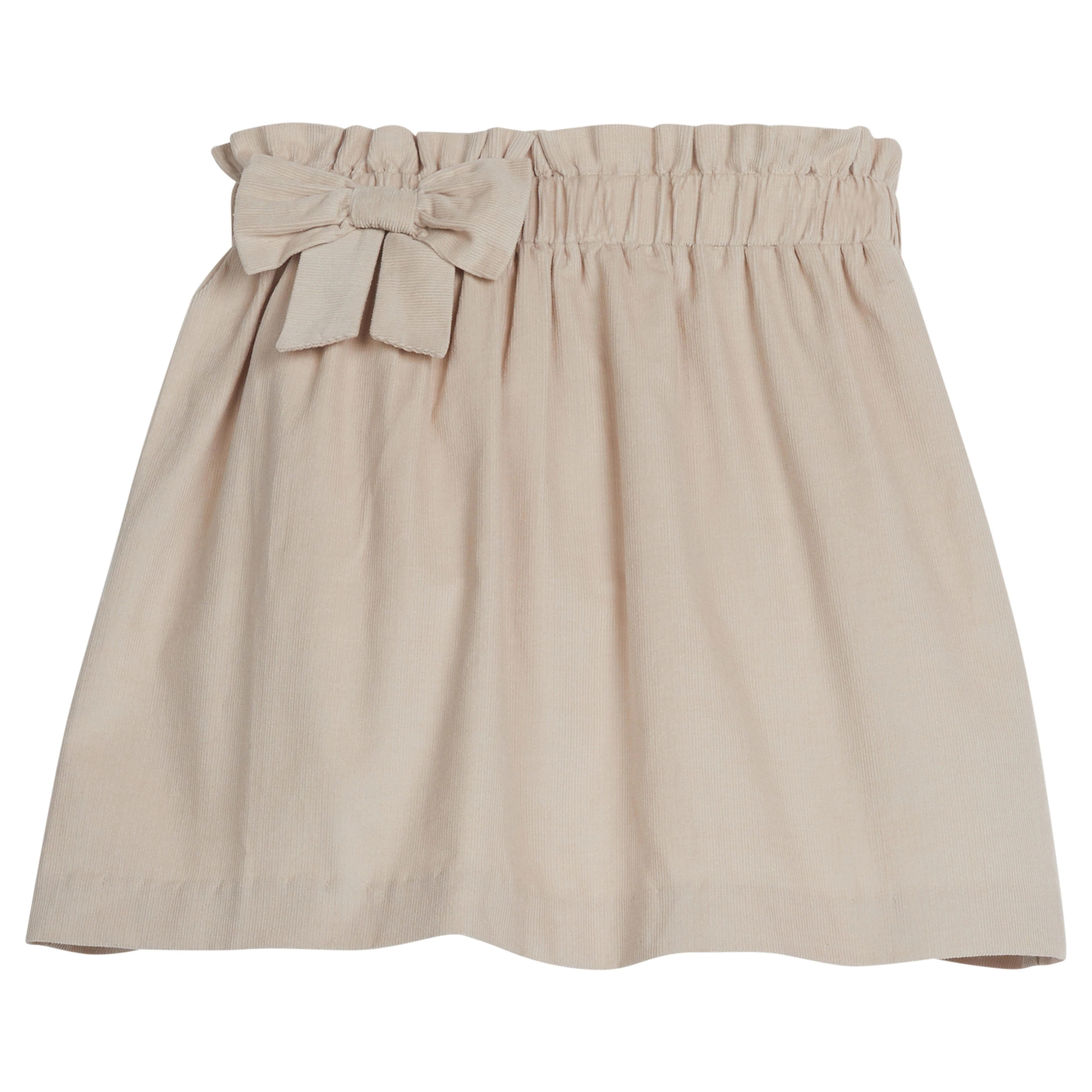 Girls Paperbag Bow Skirt in Stone Corduroy | Little English | Little English