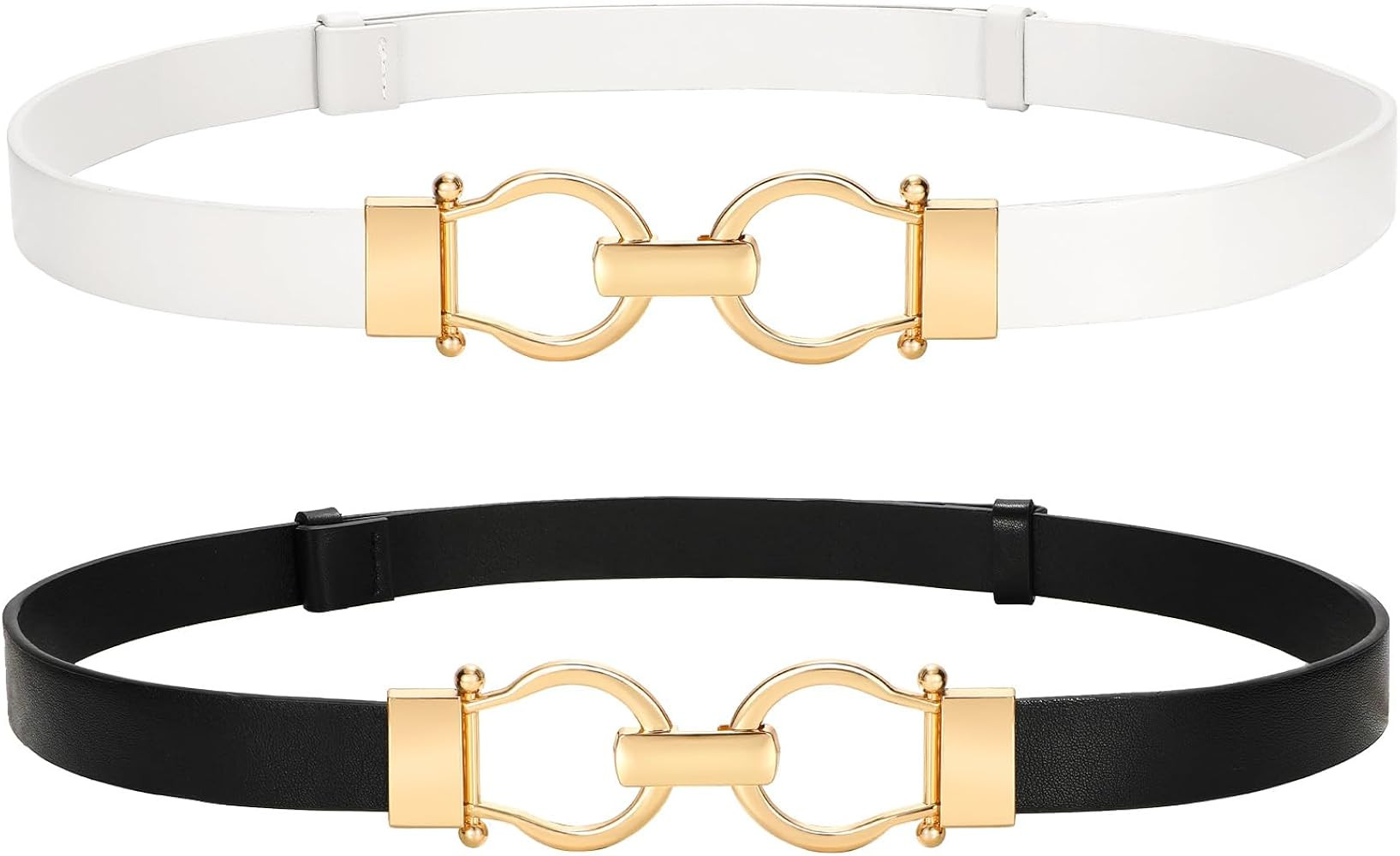 2 Pack Women's Leather Belts Waist Belt Skinny Belt for Jeans Pants with Fashion | Amazon (US)