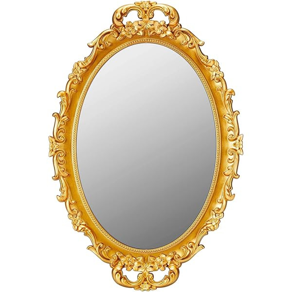 OMIRO Decorative Wall Mirror, Vintage Carved Hanging Mirrors for Bedroom Living-Room Dresser Decor,  | Amazon (US)