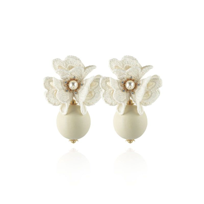 Isabella Earrings In Chiffon Shell | Wolf and Badger (Global excl. US)