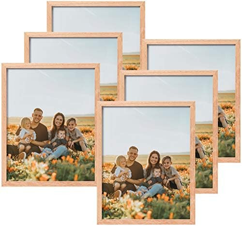 8x10 Set of 6 Oak Wood Picture Frame Solid Wooden Photo Frame Natural Wood Color Frames with Real Gl | Amazon (US)
