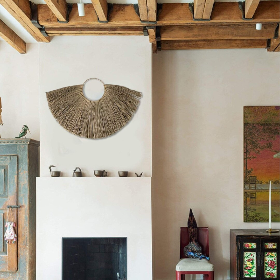 Seagrass Wreath, Woven Wall Hanging Accent, Boho Basket Decor, Large Woven Wall Art, Wicker Seagr... | Etsy (US)