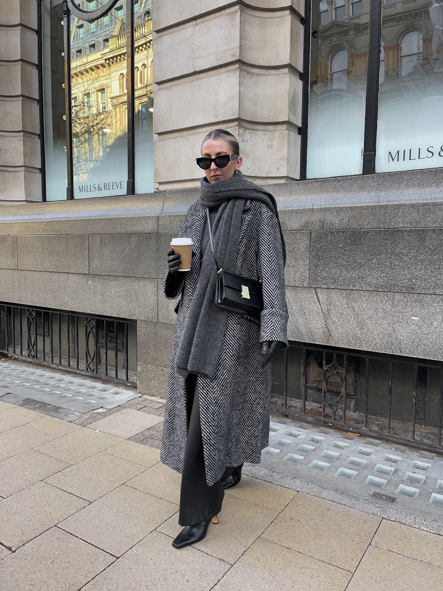 Herringbone Funnel Neck Coat curated on LTK