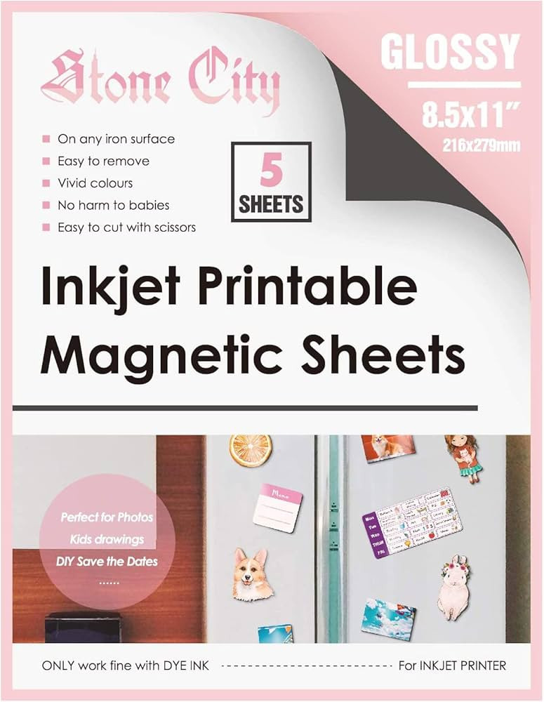 Amazon.com : Stone City Printable Magnetic Sheets Make Refrigerator Photo Magnet Glossy Print Pap... | Amazon (US)