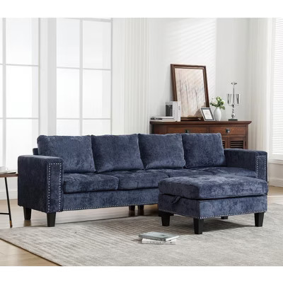 104.5'' 5-Seat Chenille Modular Sectional Sofa with Storage Ottoman, L-Shaped Sectional Sofas with Reversible Chaise, Riveted Design, Easy Assembly | Target
