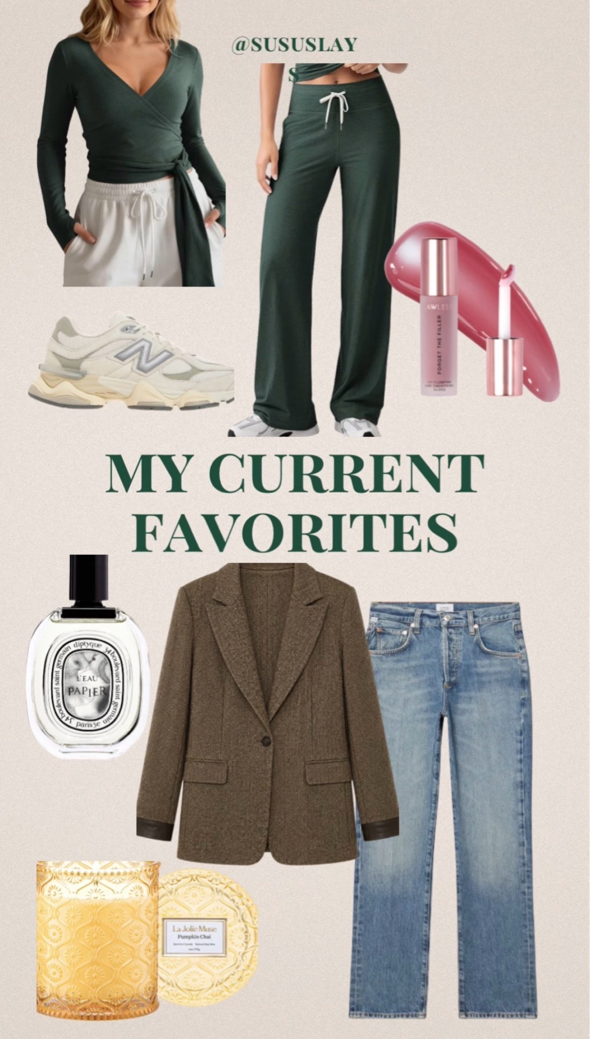 What I’m loving:
-Perfume I always get compliments on
- Chic straight jeans 
- Most comfortable sneakers 
- Amazon set that looks like Vuori
- Lip gloss I’ve repurchased 5 times 
- Amazon blazer that looks and feels expensive 
- The BEST fall candle

#LTKSeasonal #LTKOver40 #LTKBaby