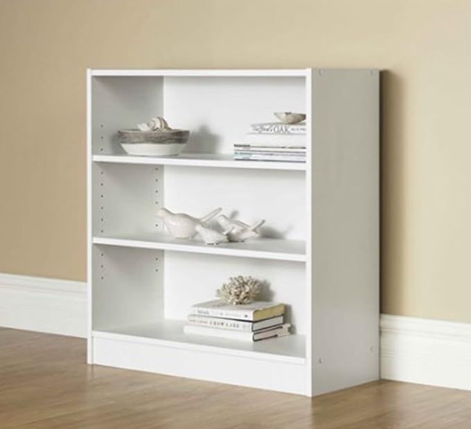 Mainstay.. 3-Shelf Bookcase - Wide Bookshelf Storage Wood Furniture, 1 Fixed Shelf 2 Adjustable S... | Amazon (US)
