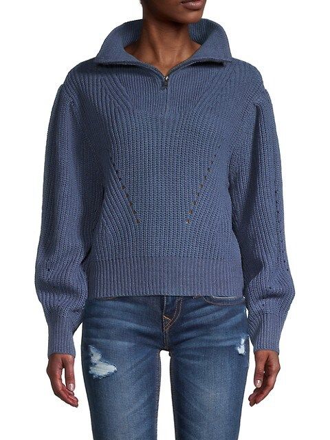 RD style Pointelle Knit Zip-Neck Sweater on SALE | Saks OFF 5TH | Saks Fifth Avenue OFF 5TH