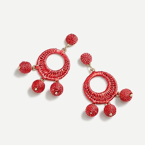 Raffia-wrapped triple drop earrings | J.Crew US