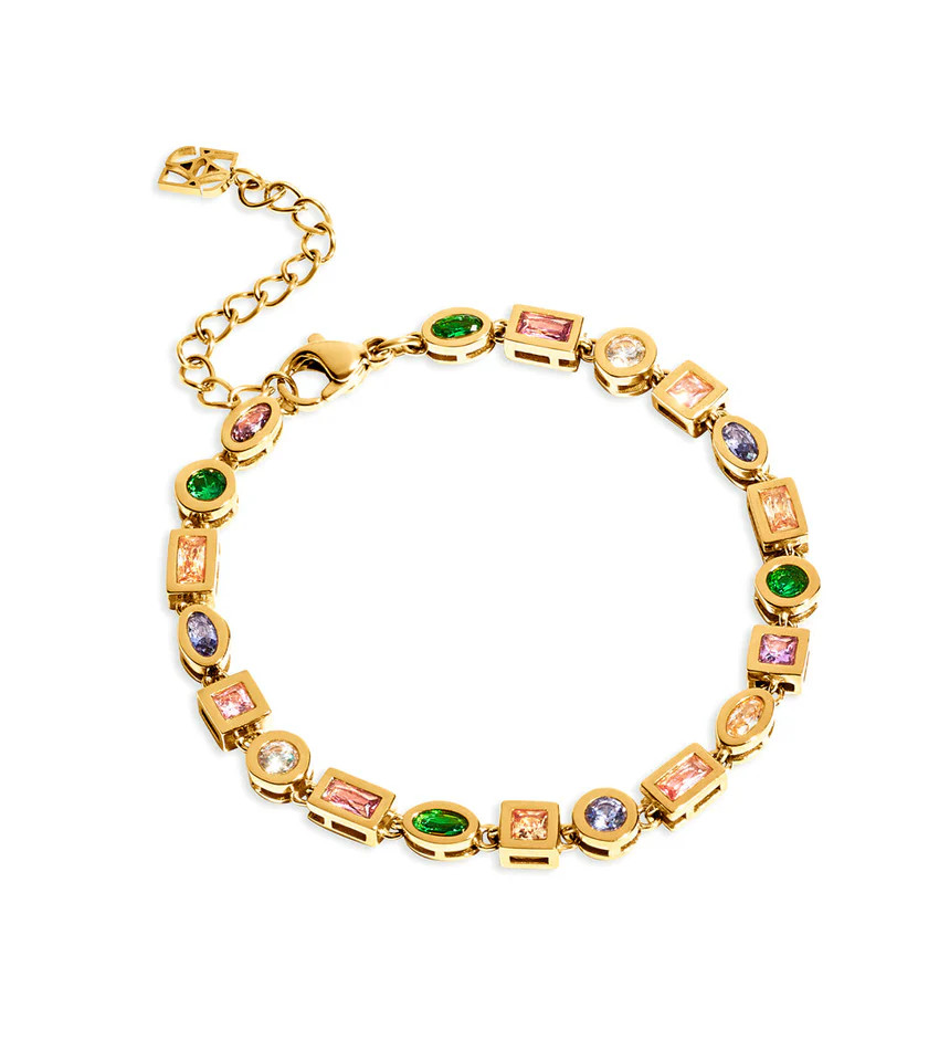 Colourful Tennis Bracelet (Gold) | Abbott Lyon