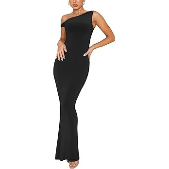 REORIA Women's Summer Sexy One Shoulder Formal Long Dress Wedding Guest Elegant Sleeveless Ribbed... | Amazon (US)
