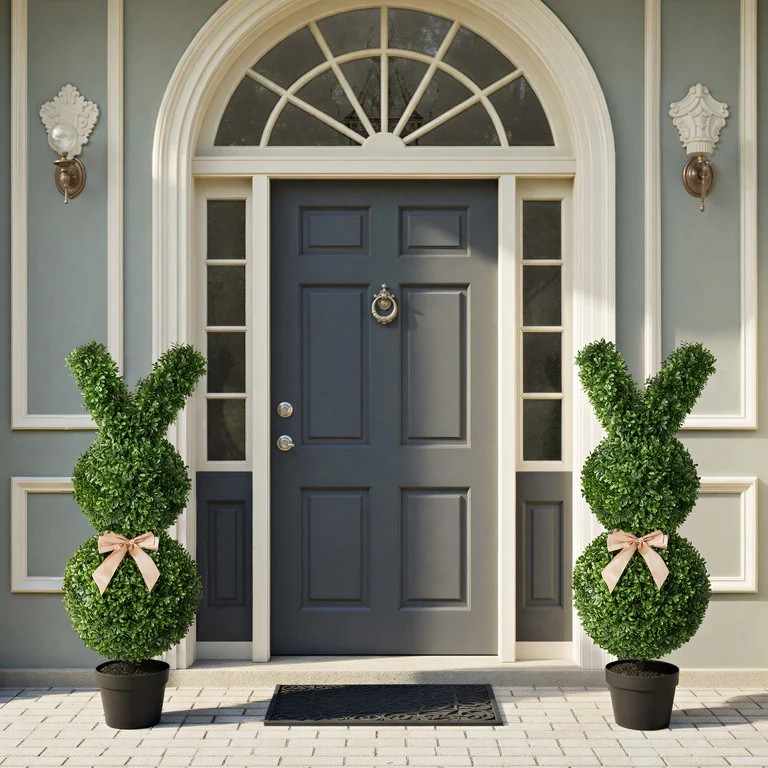 DR.Planzen 2 Pack 36'' Artificial Boxwood Easter Bunny Topiary, Green Spring Outdoor Indoor Decor | Walmart (US)