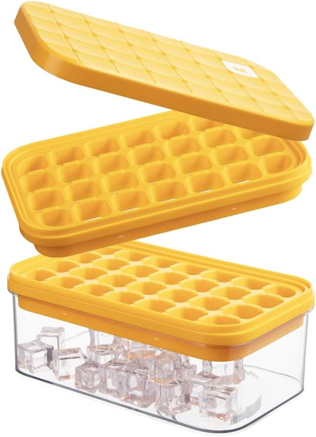Brigii Ice Cube Tray with Lid & Storage Bin, 56 Cubes Ice Mold with Easy-Release Silicone Bottom,... | Amazon (US)