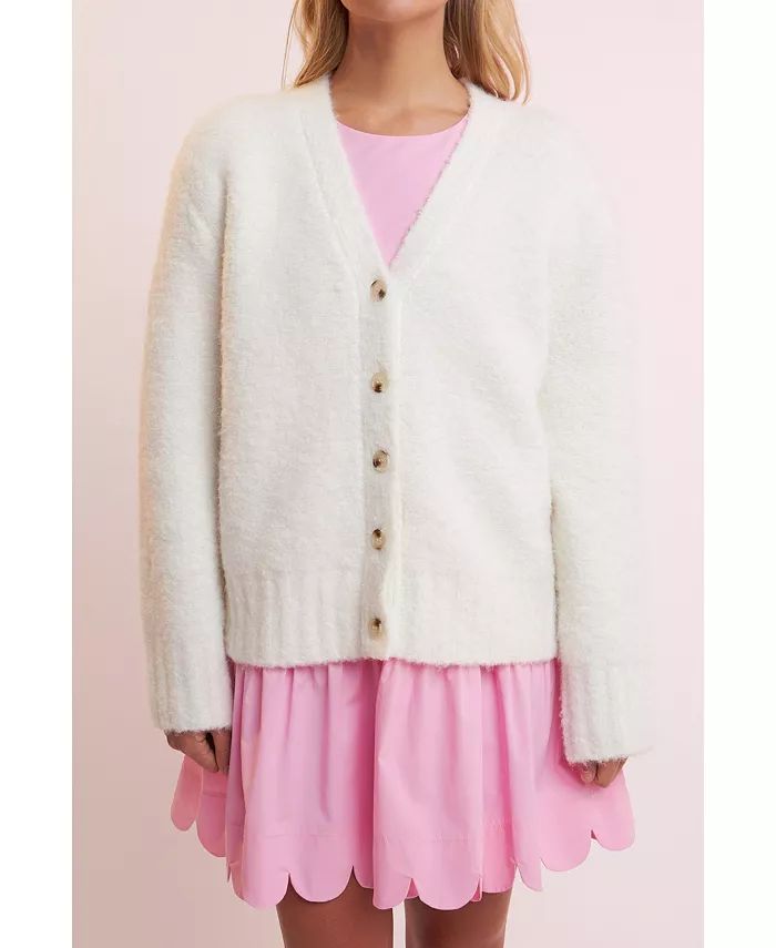 Women's Fuzzy Button-Up Cardigan | Macy's