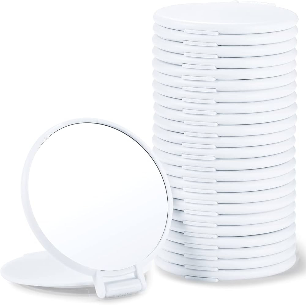 Compact Mirror Bulk, Round Makeup Mirror for Purse, Set of 24 (White) | Amazon (US)