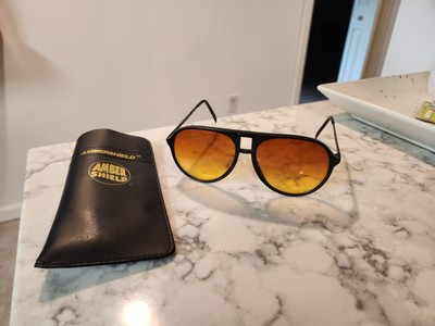 Vintage AmberVue Amber Shield Sunglasses Aviator Style AmberVision W/ Case | eBay US