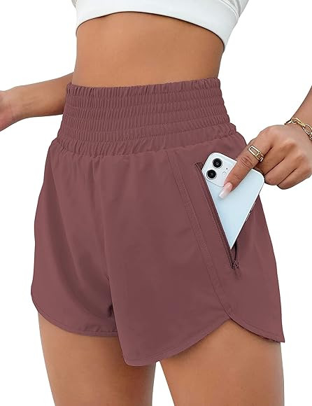 BMJL Women's Athletic Shorts High Waisted Running Shorts Pocket Sporty Shorts Gym Elastic Workout... | Amazon (US)
