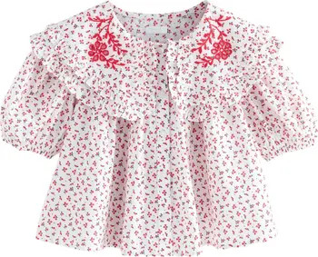 NEXT Kids' Floral Embroidered Cotton Button-Up Shirt | Nordstrom | Nordstrom