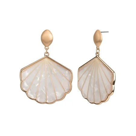 Time and Tru Female Adult Gold-Tone Faux Shell Shaped Drop Earring | Walmart (US)