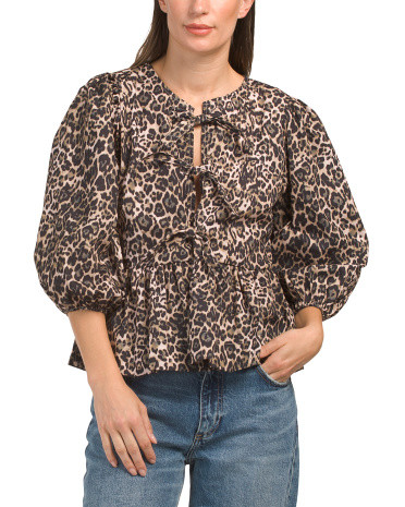Tie Front Leopard Print Blouse | TJ Maxx