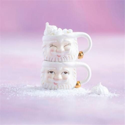 Papa Noel Santa Retro Christmas Hot Cocoa Mug Cream Gold Set of 2  | eBay | eBay US