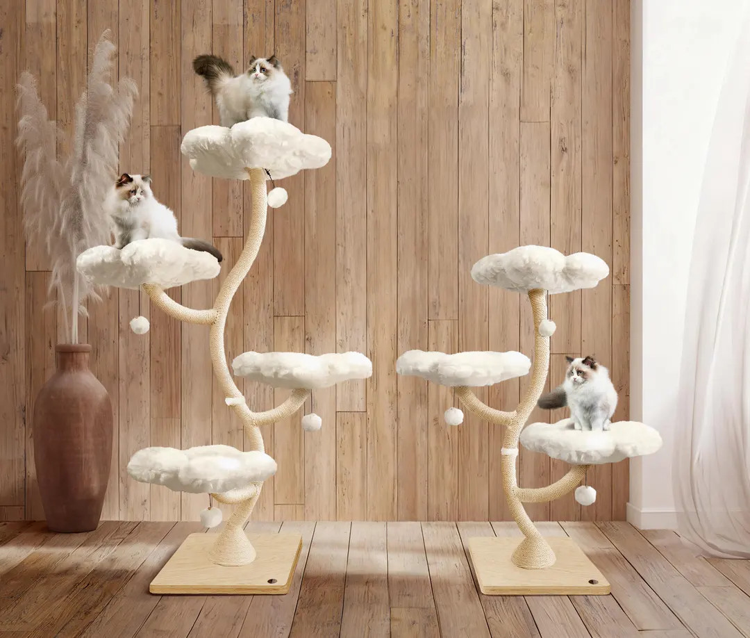 Eden Cloud Collection, Floral Cat Tree Tower, Modern Wood Cat Climbing Tree, Large Cat Furniture,... | Etsy (US)