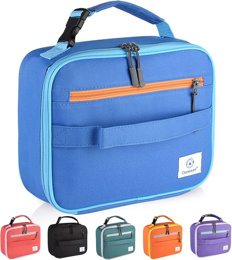 Genteen Insulated Lunch Bag, Lunch Box Kids Double Zipper Kids Lunch Bag,Durable Soft Bag & Freez... | Amazon (US)