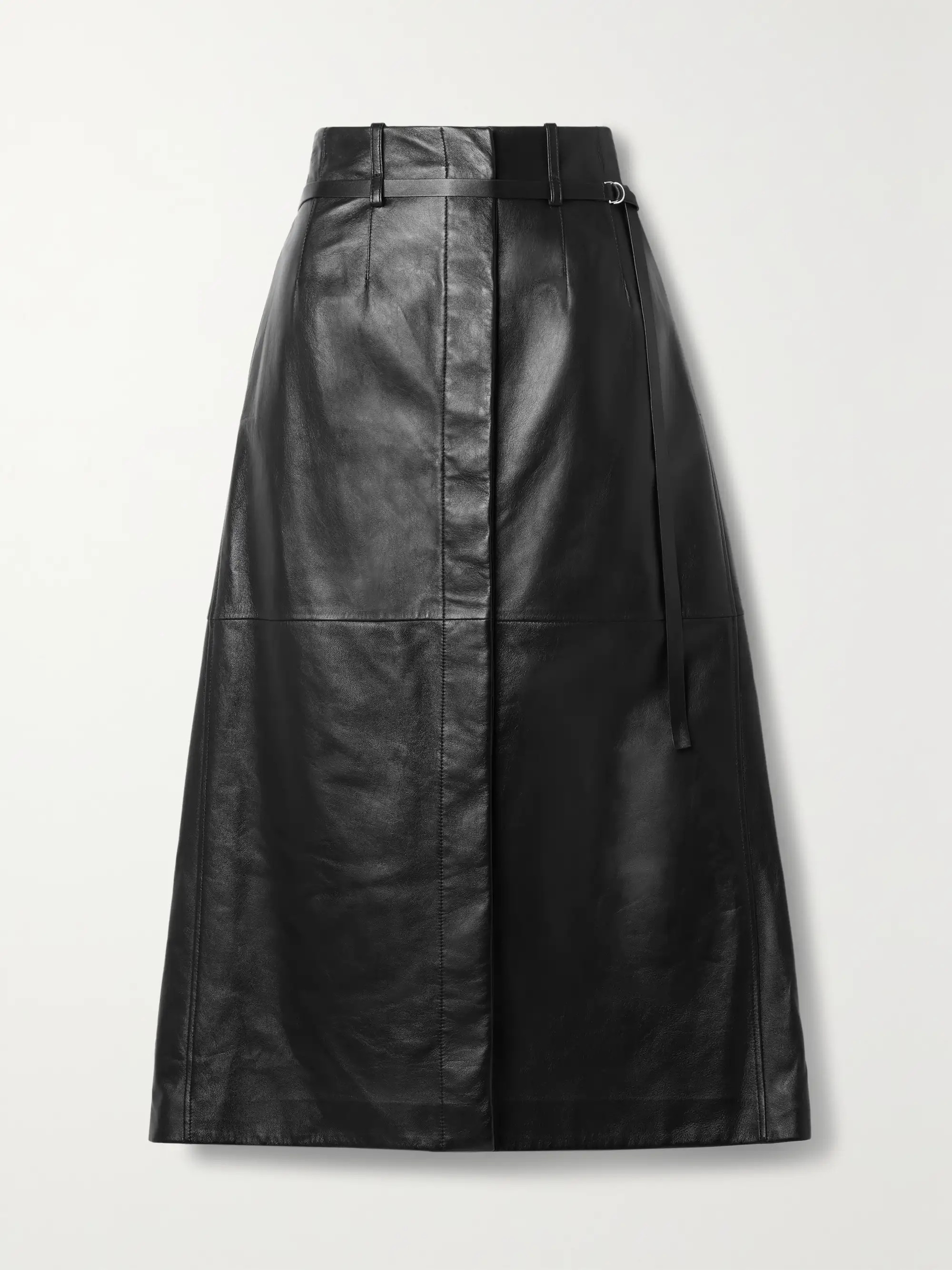 Belted leather midi skirt | NET-A-PORTER (UK & EU)