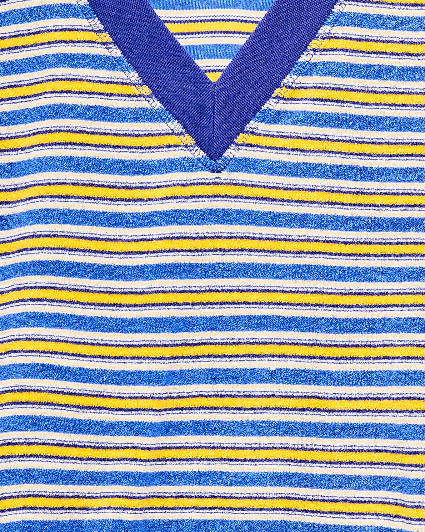 Towel terry V-neck sweatshirt in stripe | J. Crew US