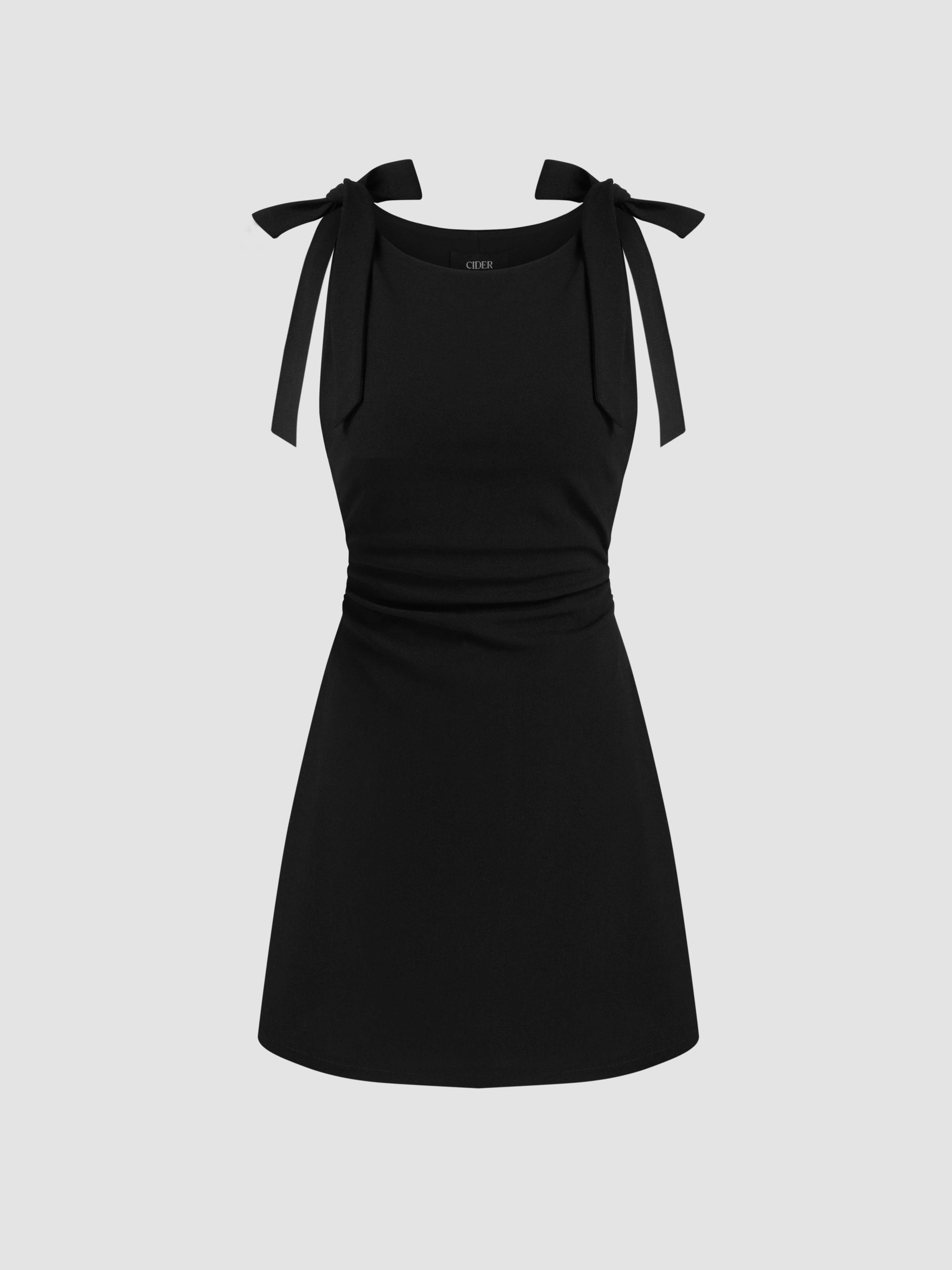 Homecoming Dress Hoco Dresses Knit Fabric Square Neck Solid Bowknot Mini Dress For Daily Casual | Cider