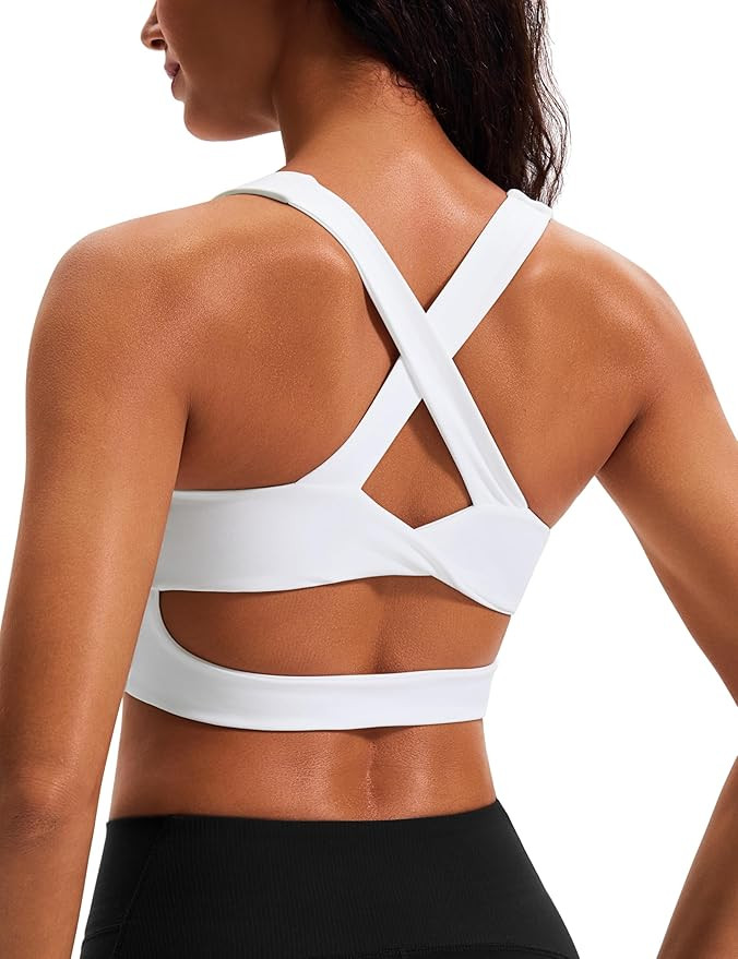 Sports Bras for Women Criss-Cross Back Padded Workout Tank Tops Medium Support Crop Tops for Wome... | Amazon (US)