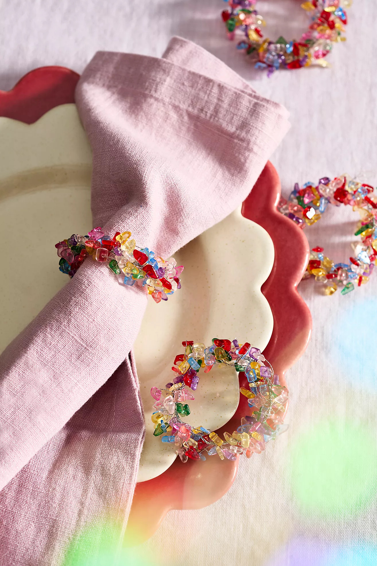 Confetti Beaded Napkin Rings, Set of 4 | Anthropologie (US)