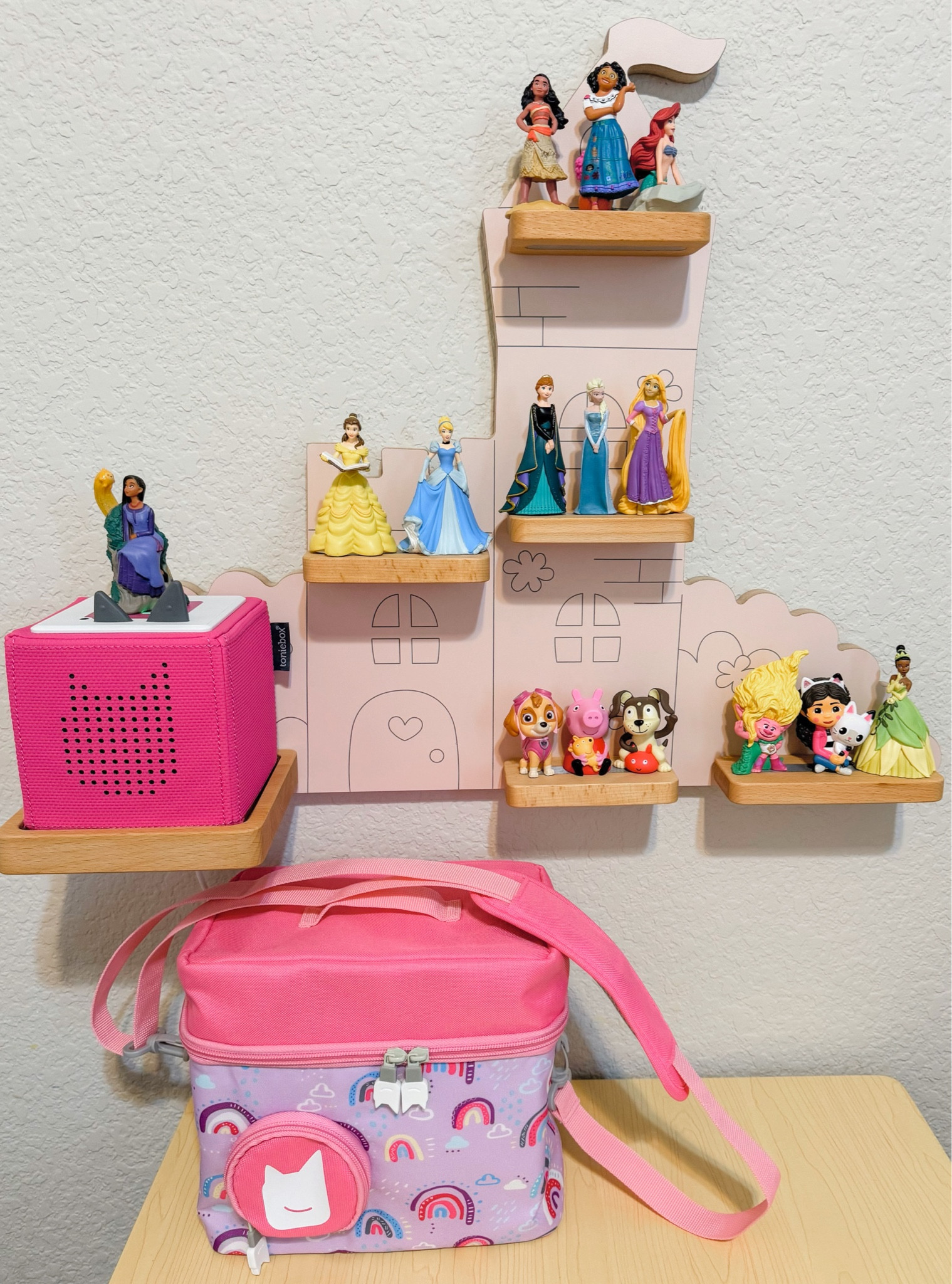 Our Tonies collection - displayed on the magnetic castle wall mount! There are magnetics on top and bottom + a charging station for the Tonie box. #toniesbox #amazonfinds #organization

#LTKhome #LTKkids #LTKfindsunder100