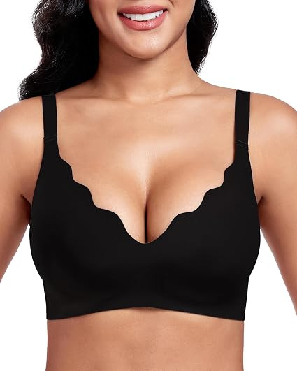 Vinfact Women's Bras Plunge V Floral Non Wired Push up Padded Comfort Everyday Bra | Amazon (UK)
